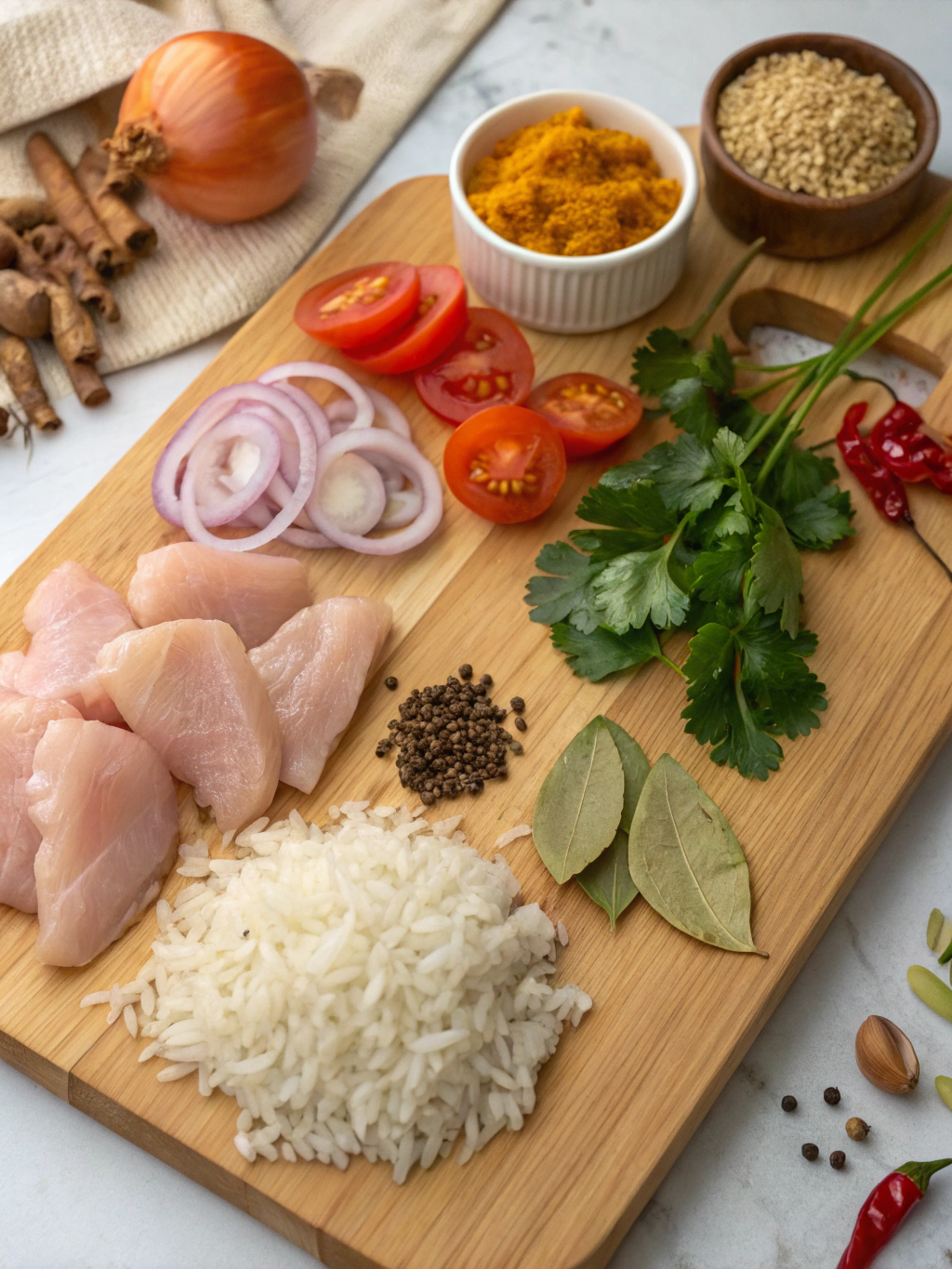 Chicken Biryani ingredients