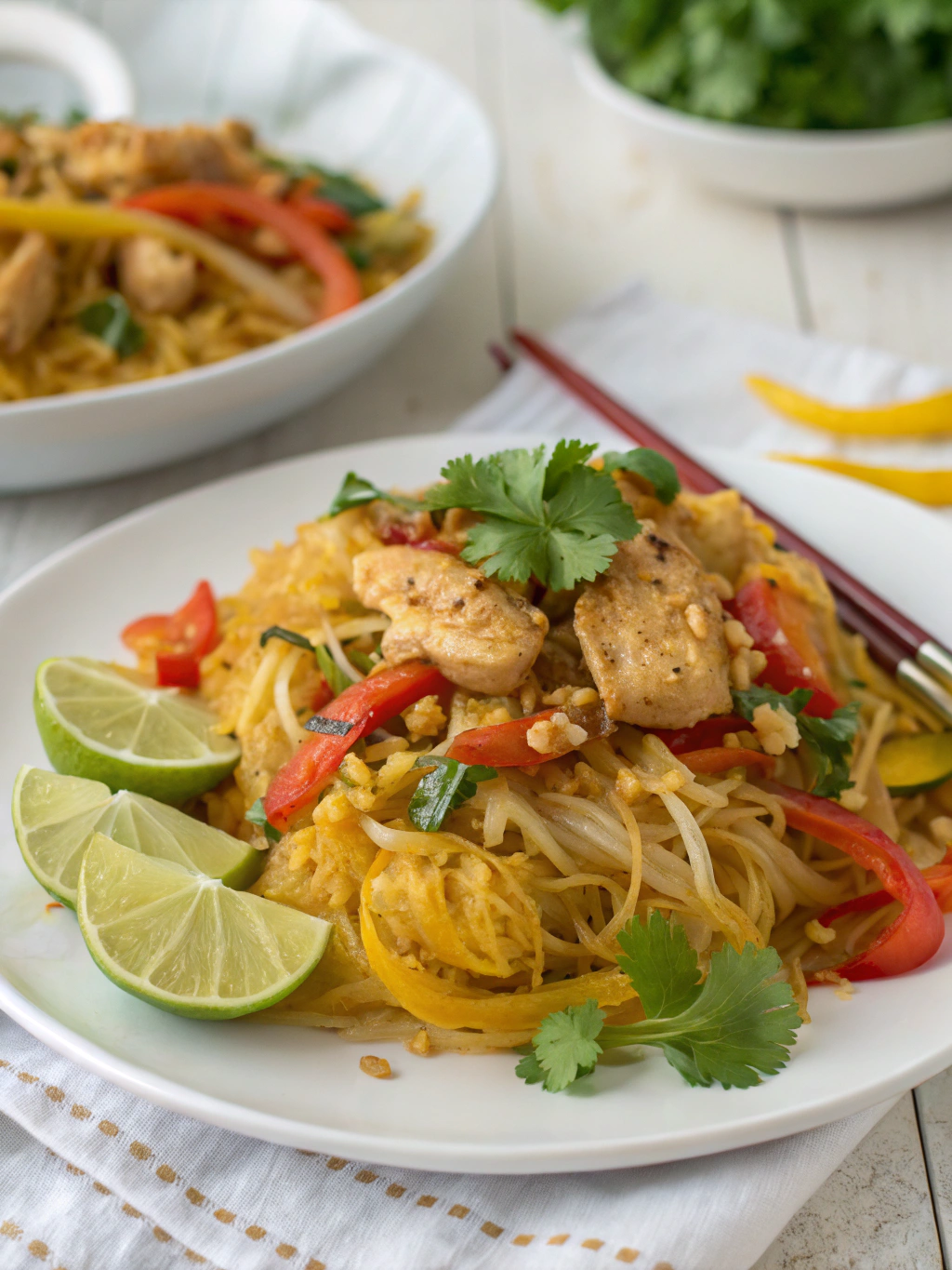 Spaghetti Squash Chicken Pad Thai