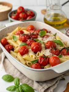 Baked Feta Pasta with Roasted Cherry Tomatoes and Basil
