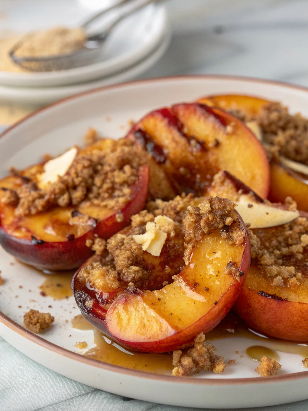 Ingredients for Browned Butter Grilled Peaches with Cinnamon Toast Brioche Crumbs