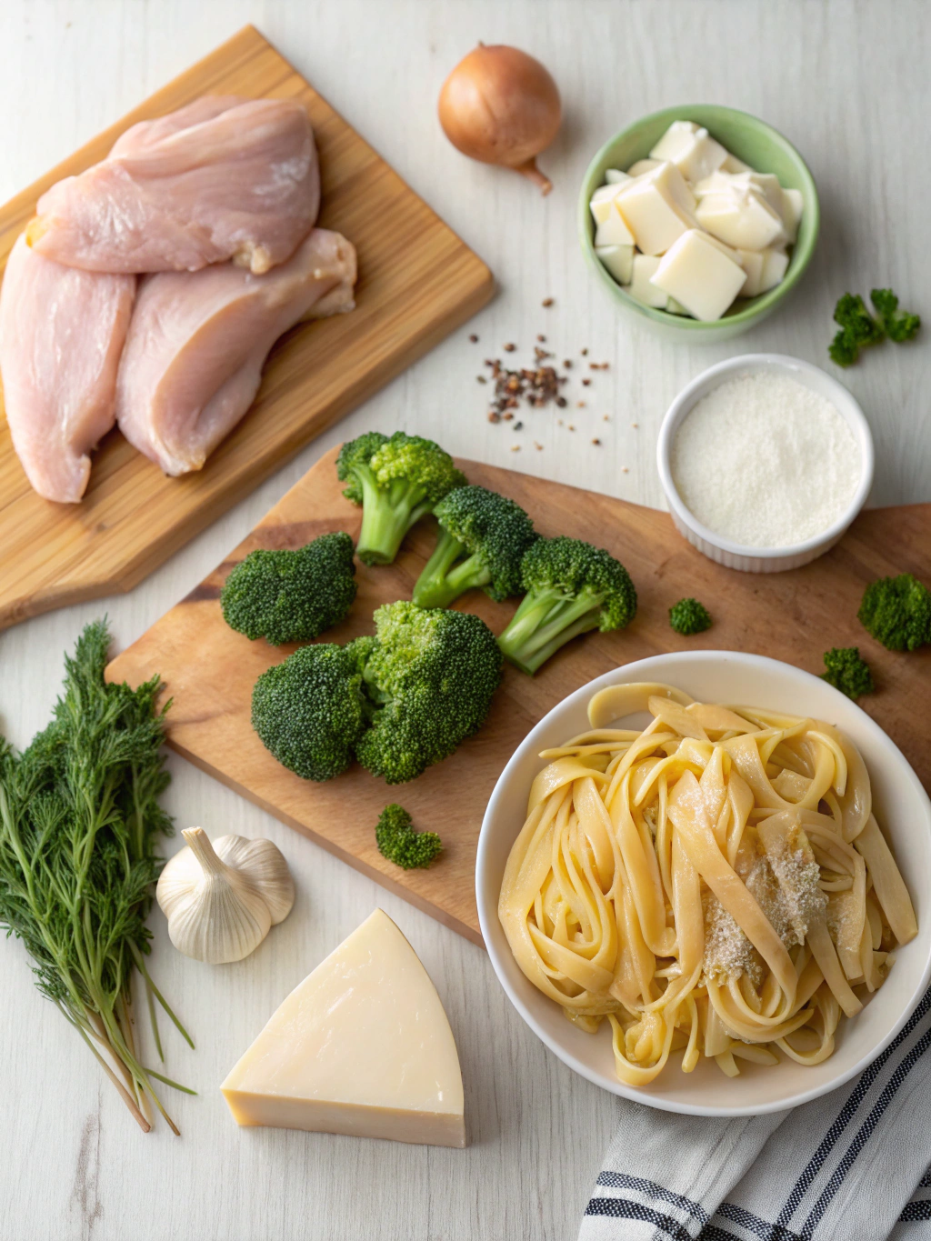 Chicken and Broccoli Alfredo ingredients