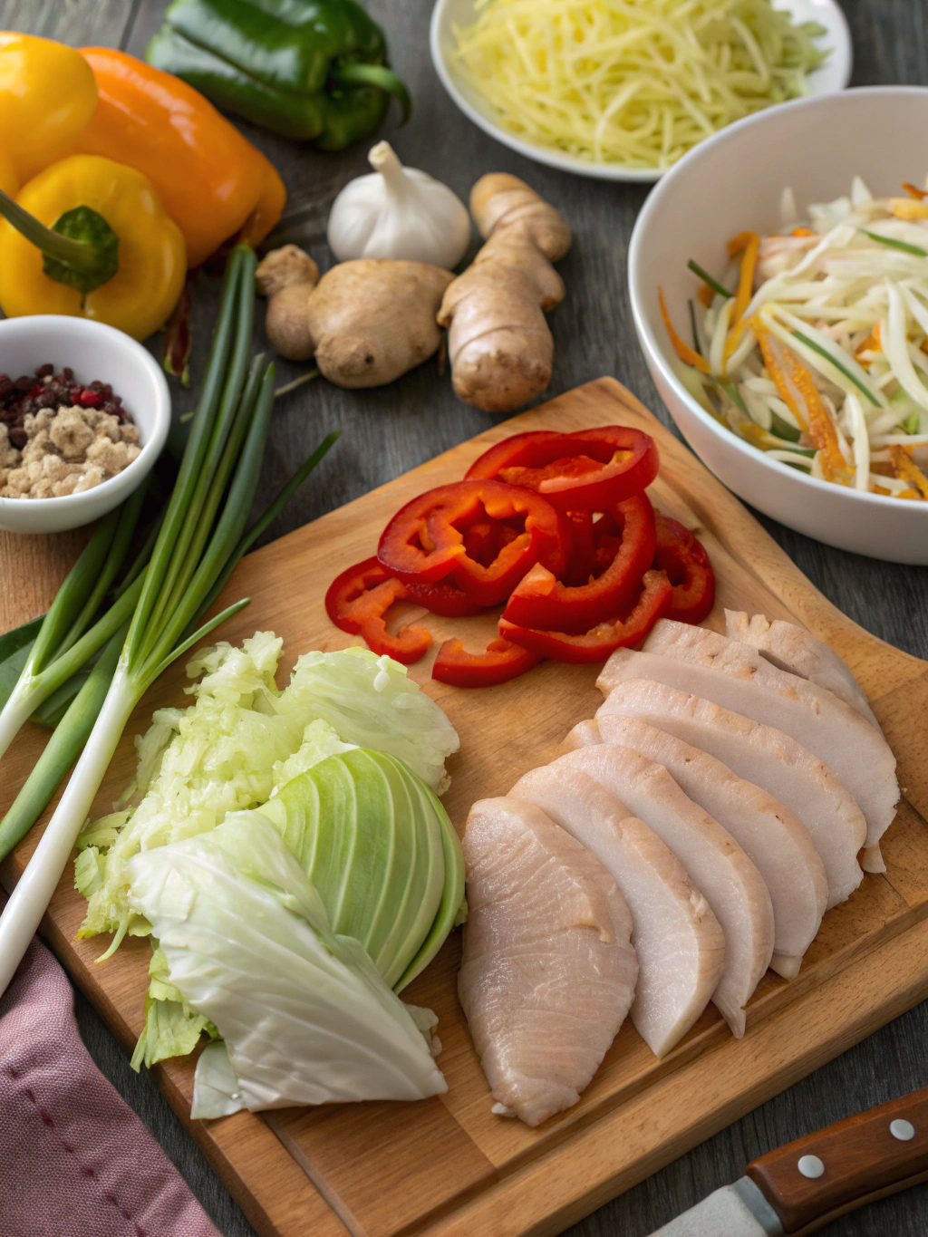 Chicken and Cabbage Stir Fry ingredients