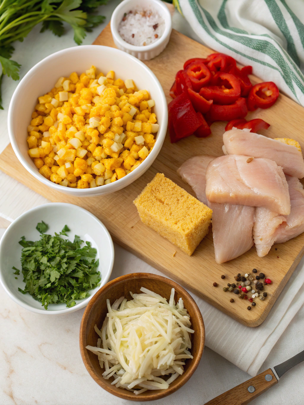 Chicken and Cornbread Casserole ingredients