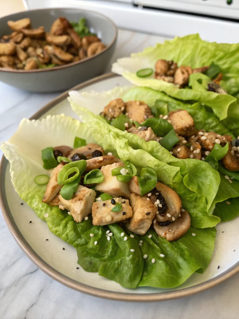 Chicken and Mushroom Lettuce Wraps
