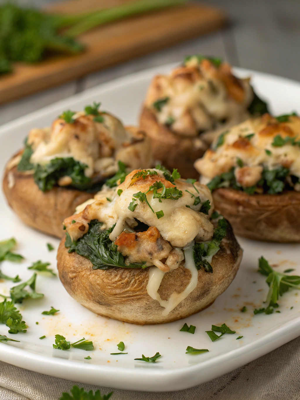 Chicken and Spinach Stuffed Mushrooms