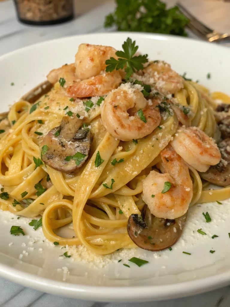 Creamy Shrimp Pasta with Mushrooms