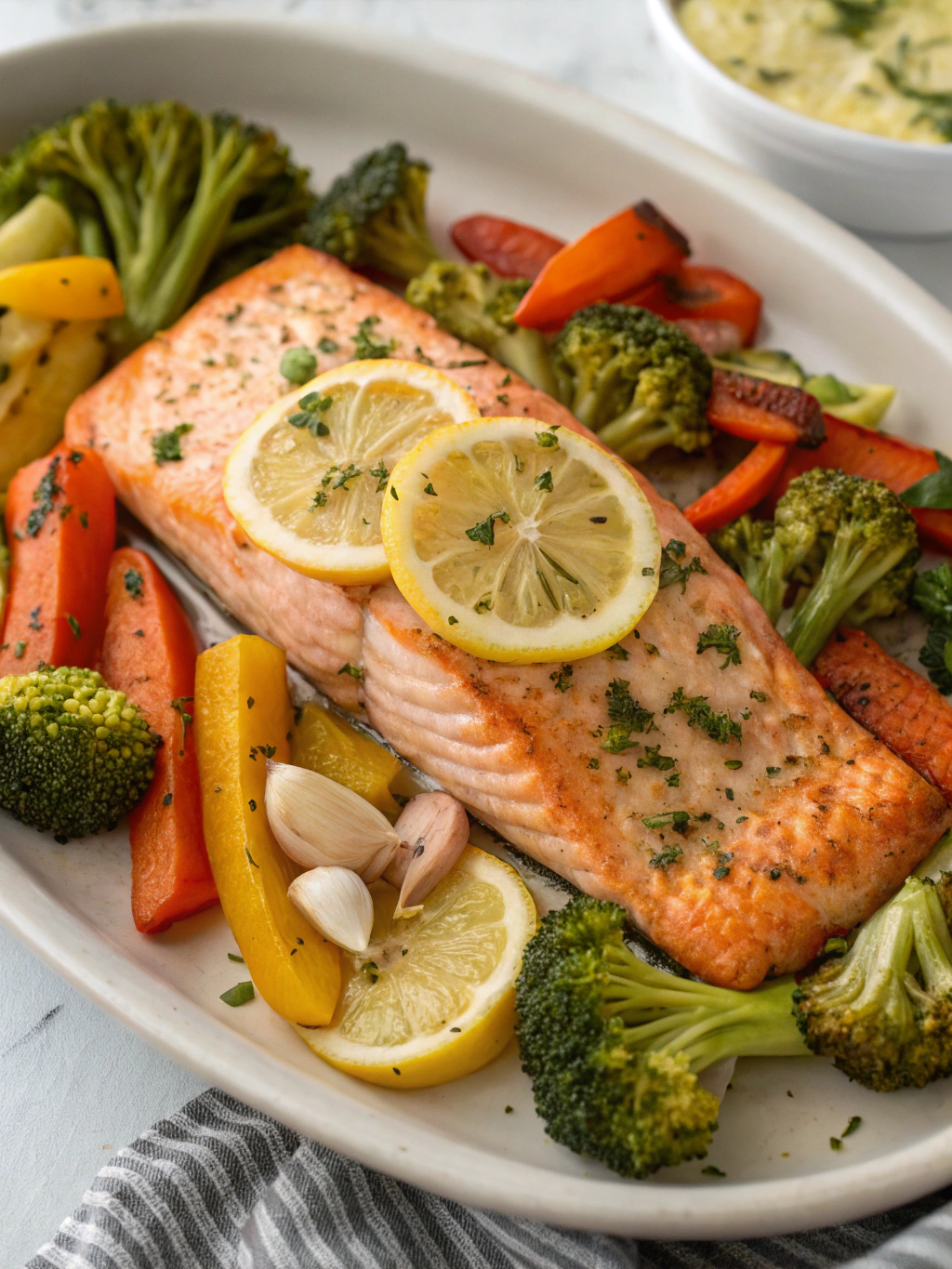 Lemon Garlic Butter Salmon with Roasted Vegetables ingredients