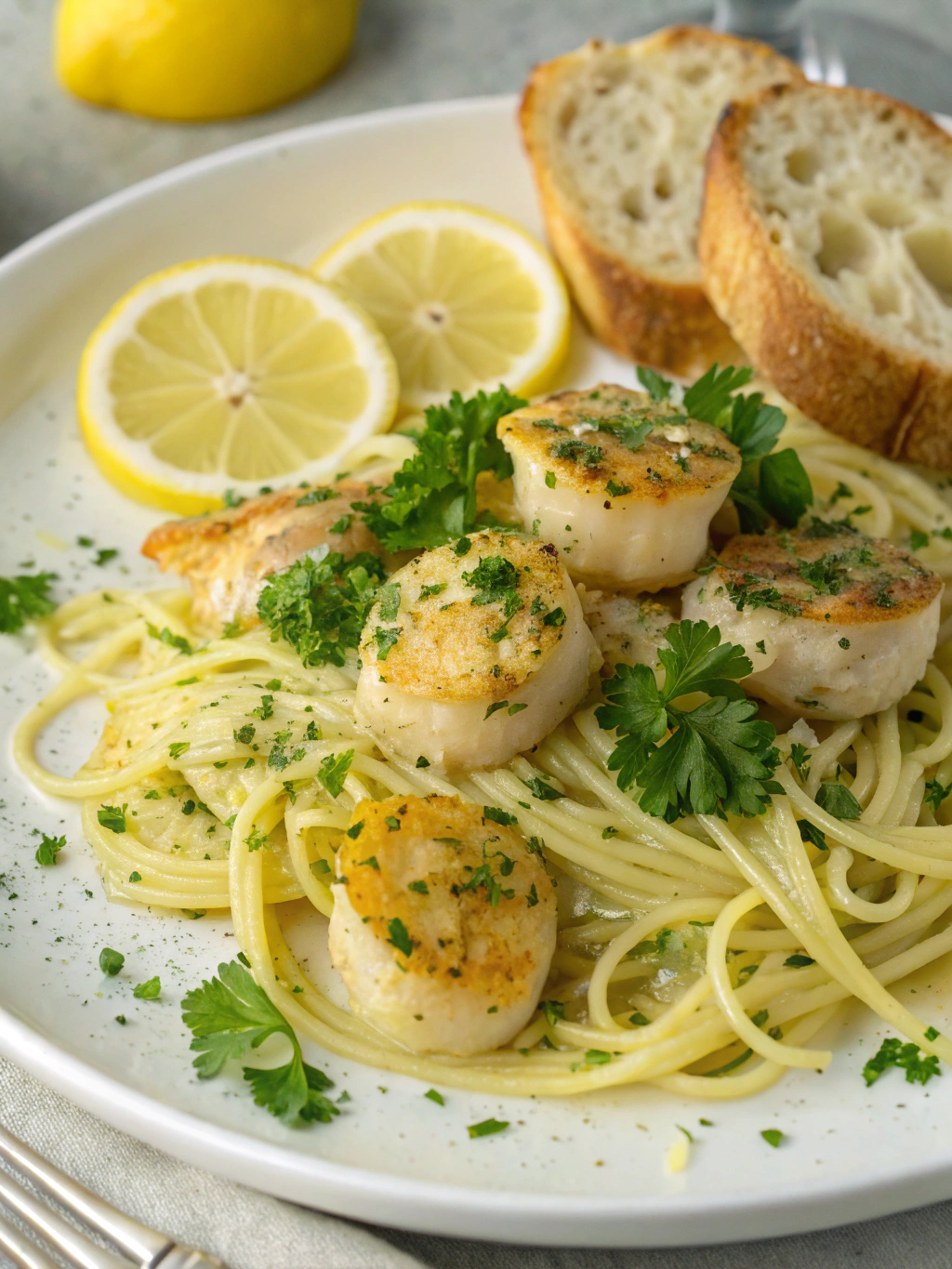 Lemon Garlic Scallop Pasta