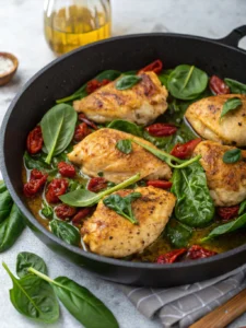 One-Pan Tuscan Chicken with Spinach and Sun-Dried Tomatoes