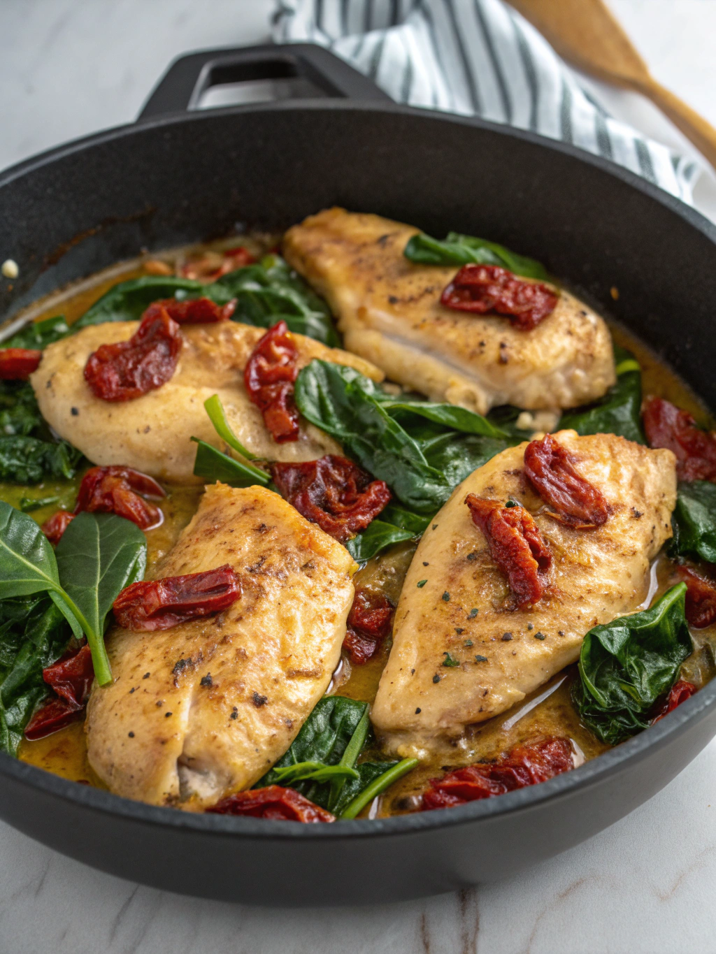 One-Pan Tuscan Chicken with Spinach and Sun-Dried Tomatoes ingredients