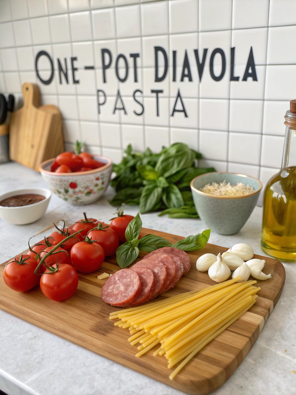 One-Pot Diavola Pasta ingredients