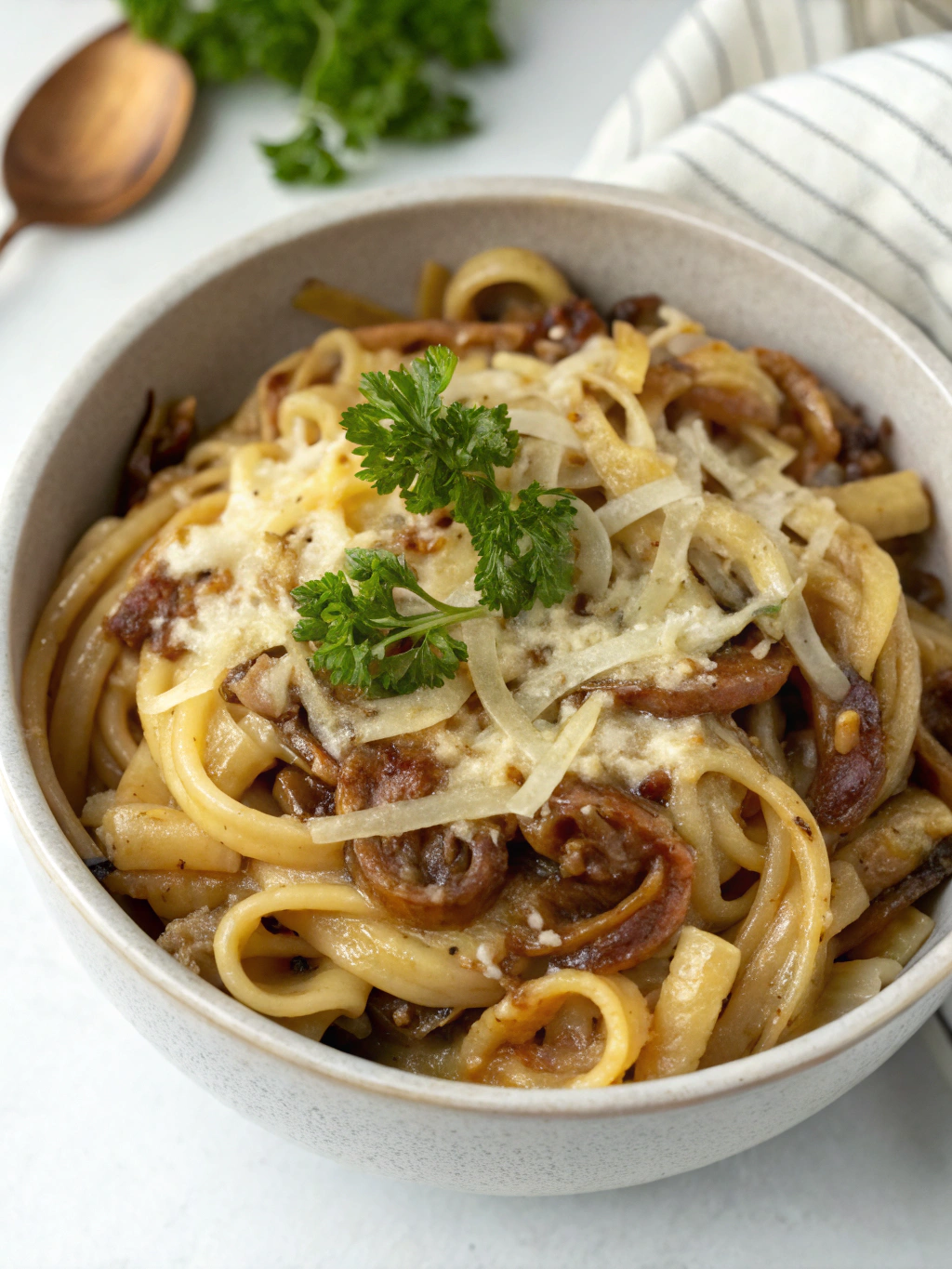One-Pot French Onion Pasta ingredients