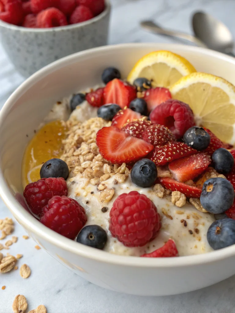 Overnight Oats with Raspberry, Strawberry, or Lemon-Blueberry