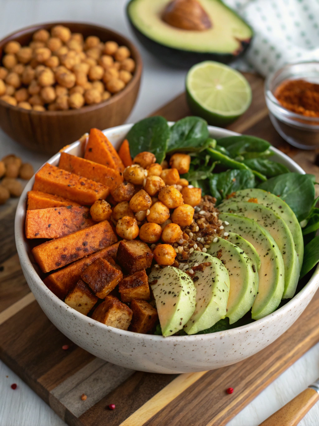 Spiced Chickpea and Sweet Potato Buddha Bowl ingredients